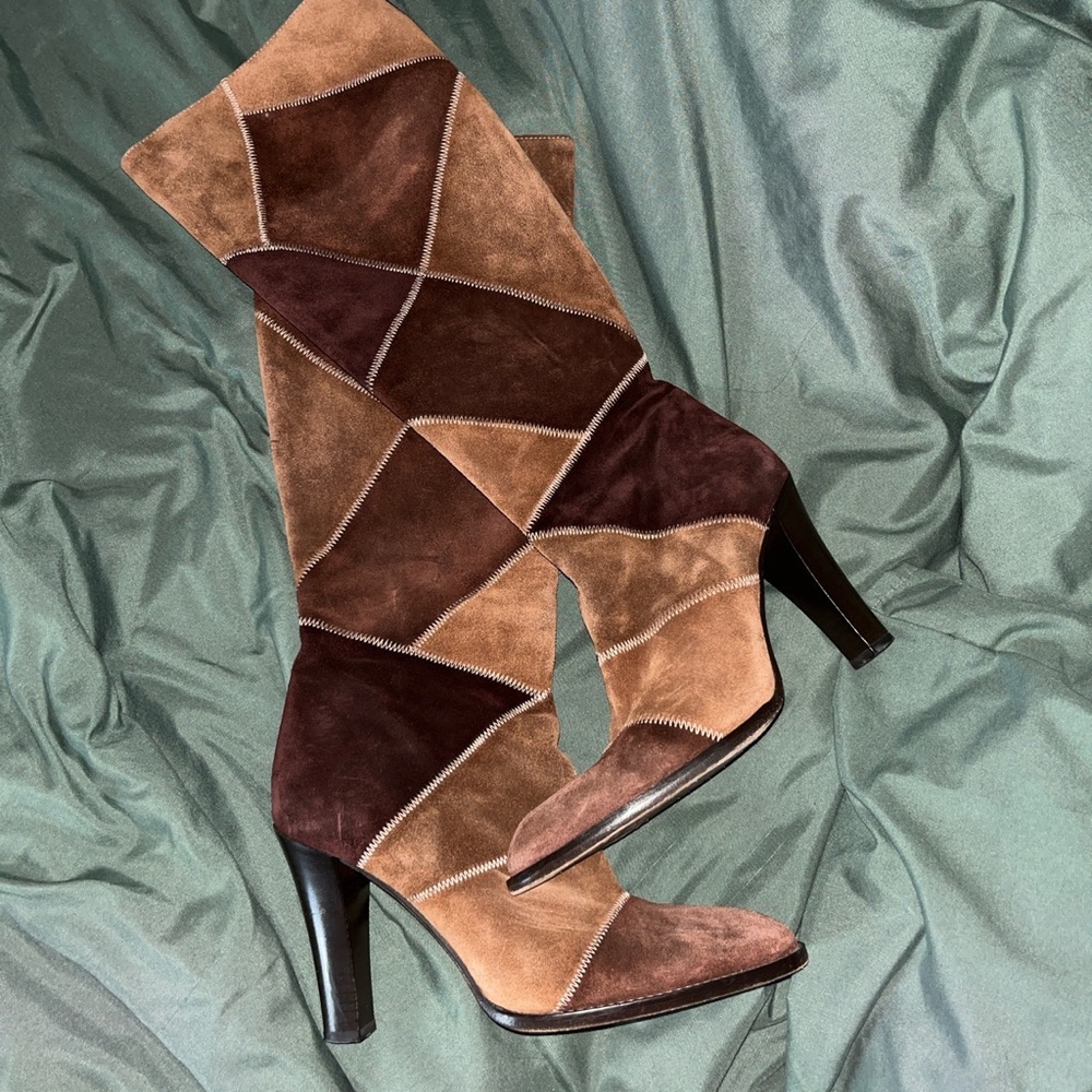 vintage patchwork J.Crew heal boots